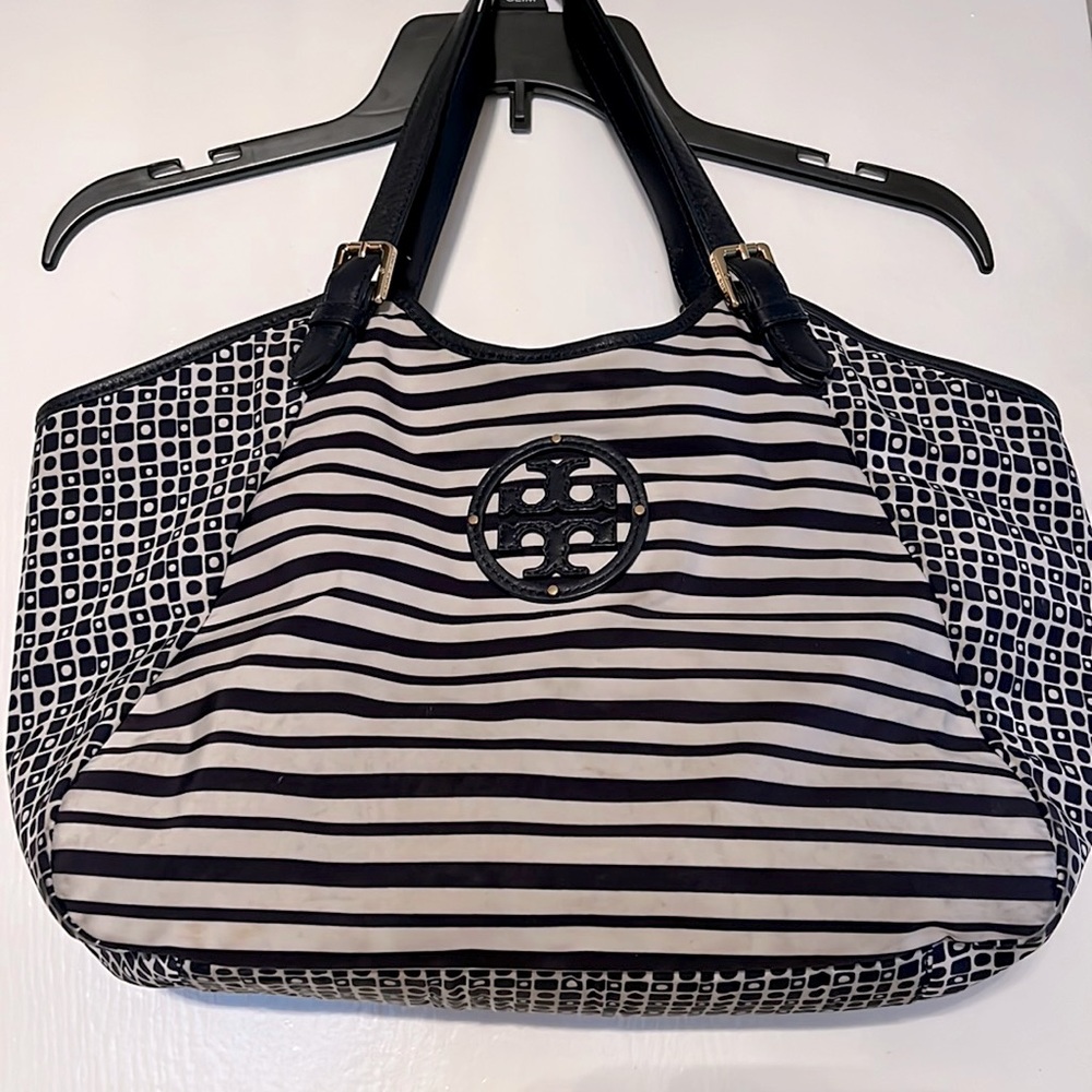 Tory Burch Blue & White Tote Style Handbag